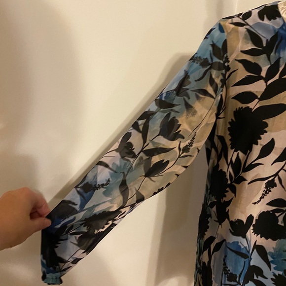 EUC Calvin Klein Chiffon Lace Front Blouse - Picture 3 of 8